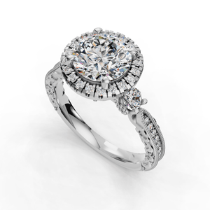 Frost Halo Style Engagement Ring in $14K White Gold 18K White Gold Platinum$ 