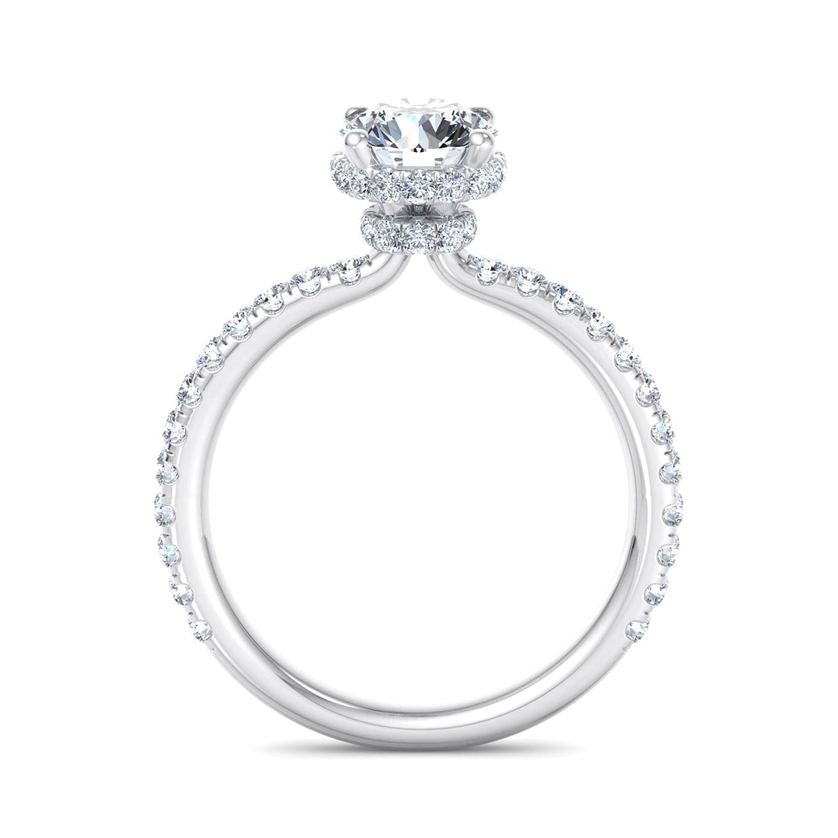 Gemini Double Hidden Halo Ring Engagement Ring in $14K White Gold 18K White Gold Platinum$