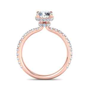 Gemini Double Hidden Halo Ring Engagement Ring in $14K Rose Gold$ 
