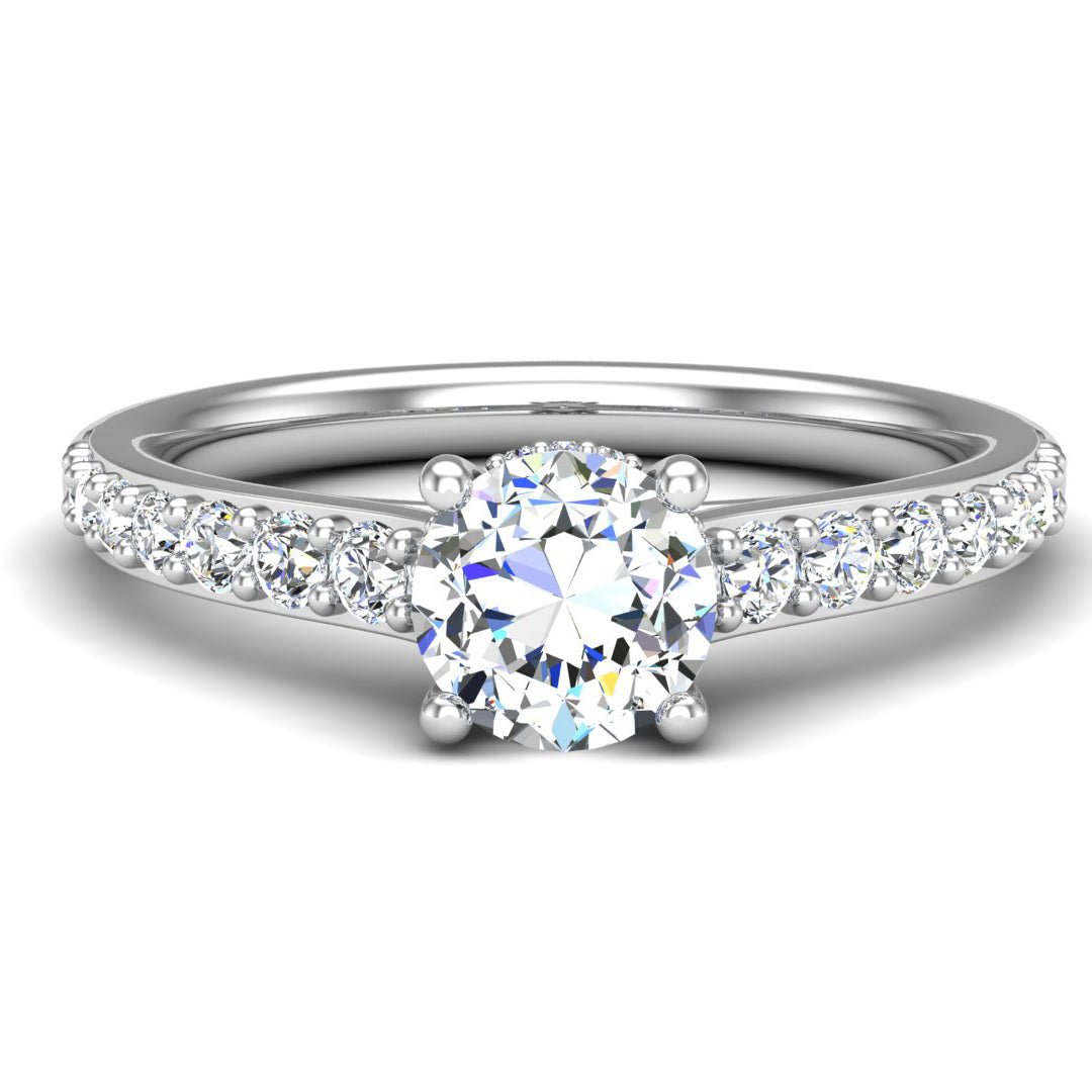 Glint Pave with Hidden Halo Engagement Ring in $14K White Gold 18K White Gold Platinum$