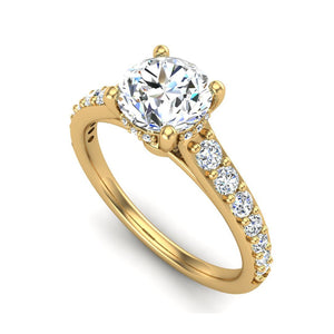 Glint Pave with Hidden Halo Engagement Ring in $14K Yellow Gold 18K Yellow Gold$