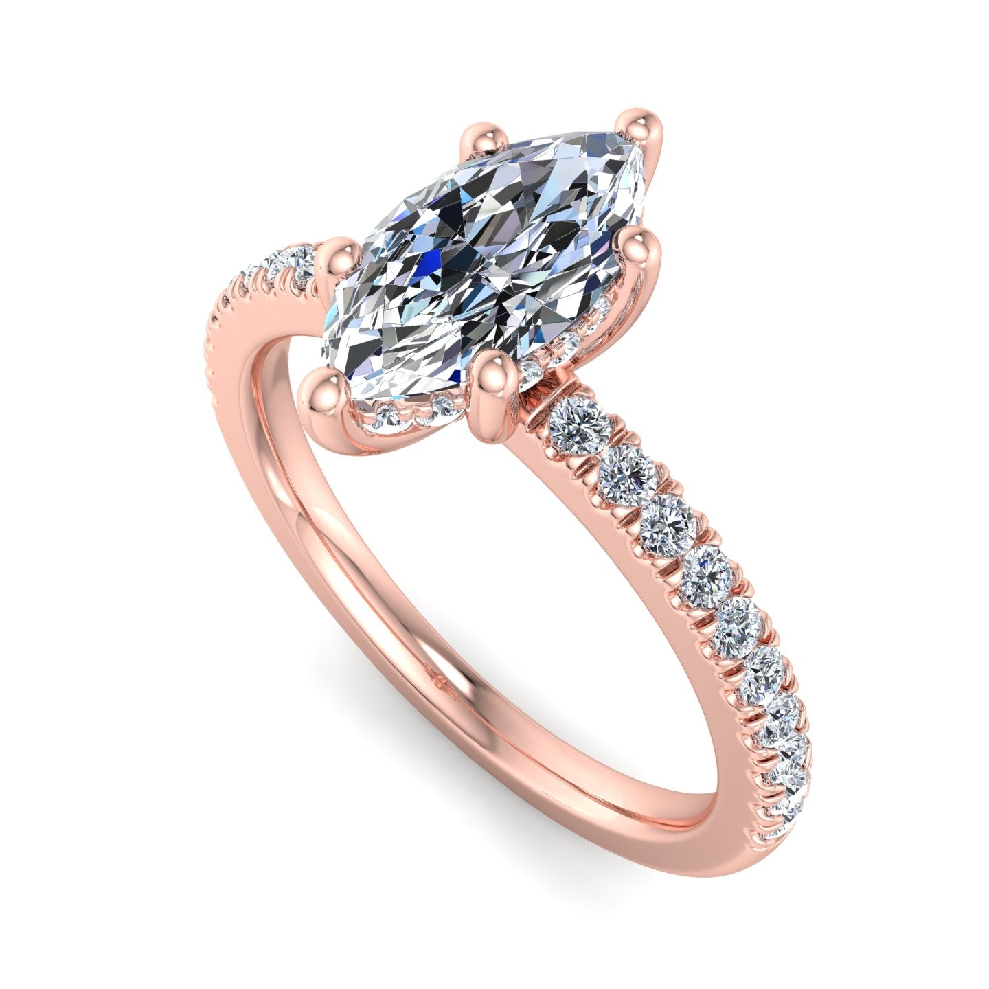 Glow Pave Hidden Halo Engagement Ring in Marquise