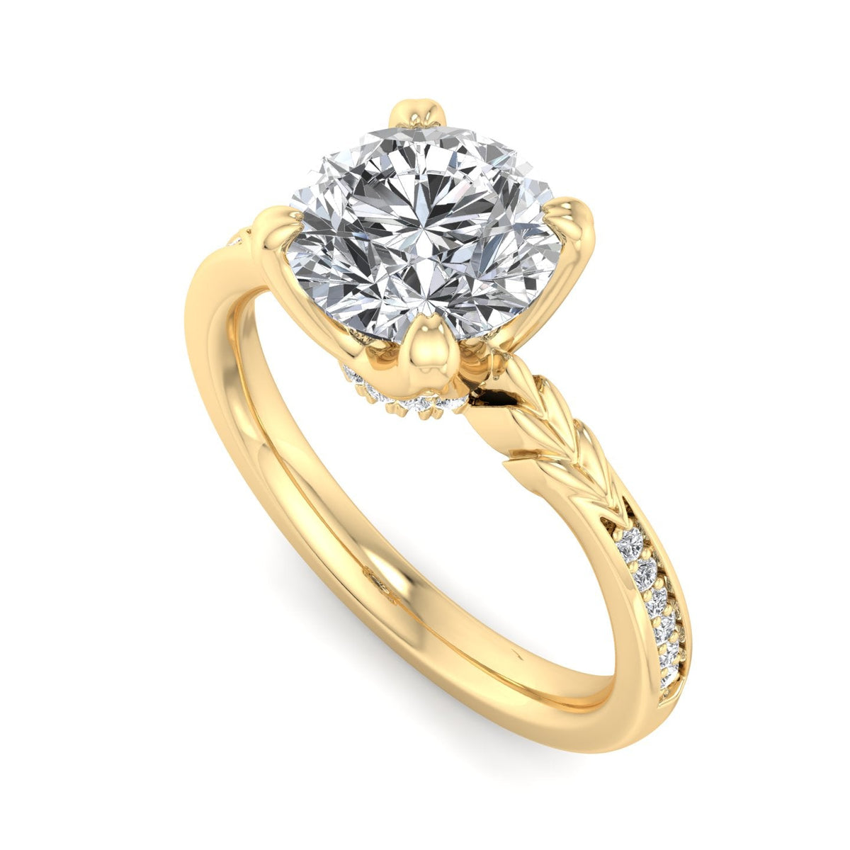 Lumen Pave Engagement Ring in $14K Yellow Gold 18K Yellow Gold$