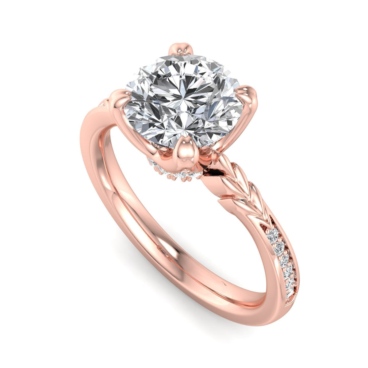 Lumen Pave Engagement Ring in $14K Rose Gold$