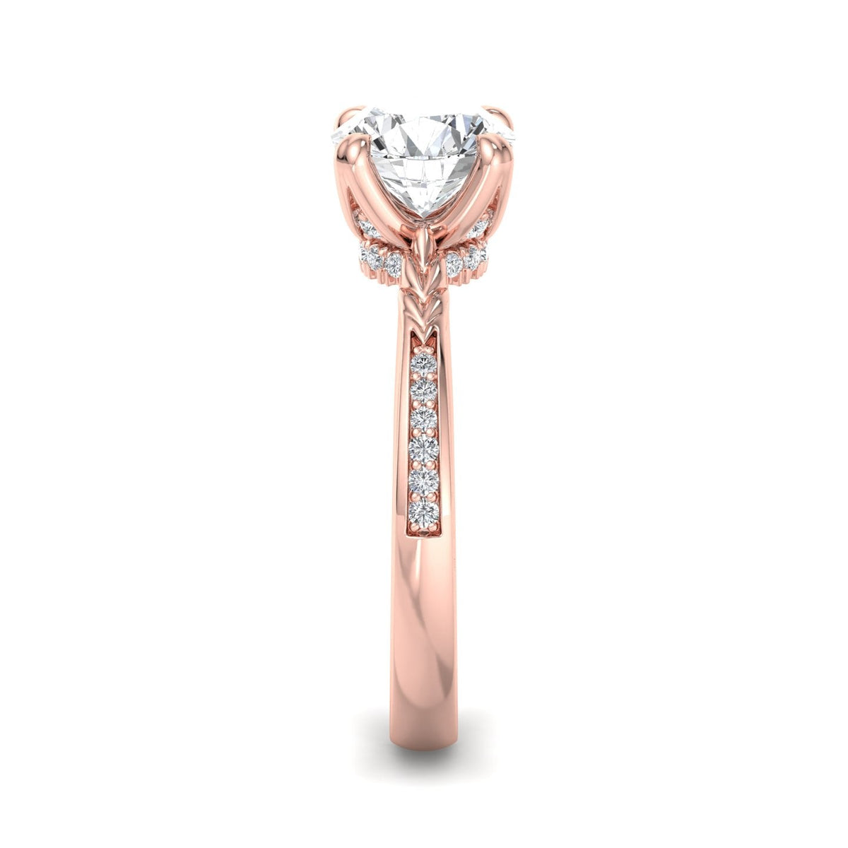Lumen Pave Engagement Ring in $14K Rose Gold$ 