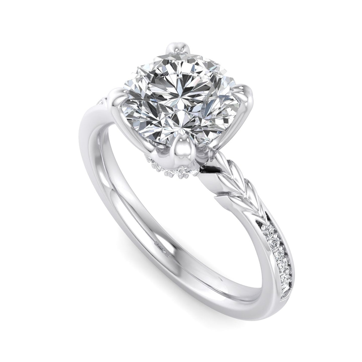 Lumen Pave Engagement Ring in $14K White Gold 18K White Gold Platinum$
