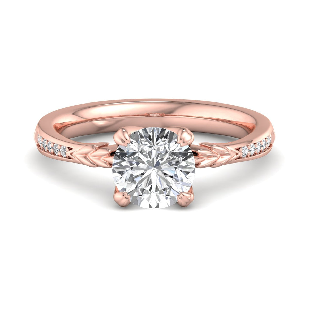 Lumen Pave Engagement Ring in $14K Rose Gold$ 