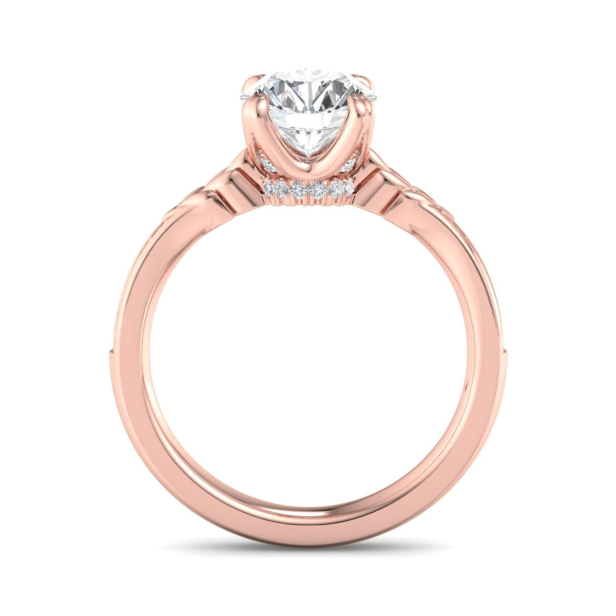 Lumen Pave Engagement Ring in $14K Rose Gold$