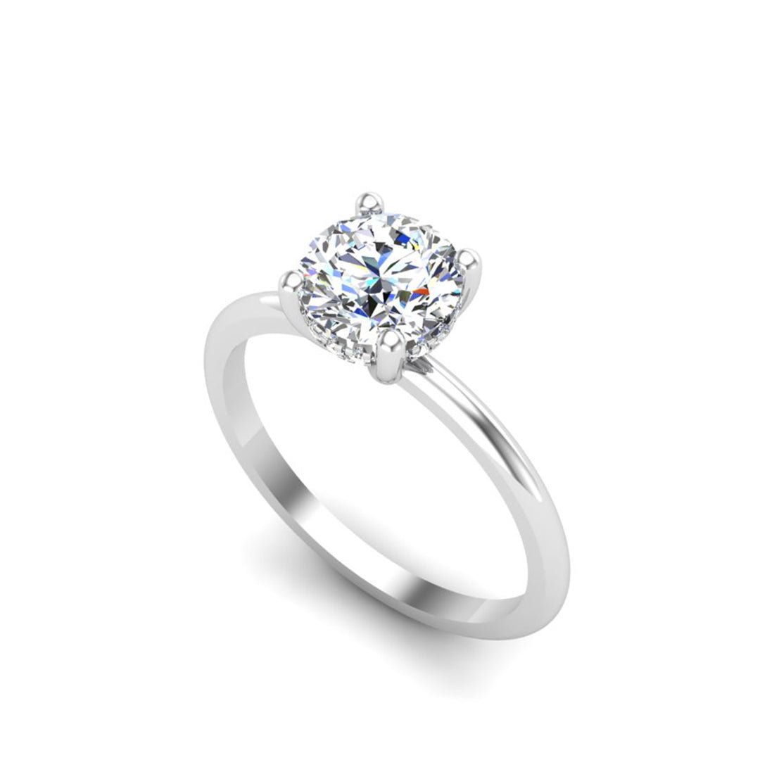 Lush Hidden Halo Engagement Ring in $14K White Gold 18K White Gold Platinum$ 