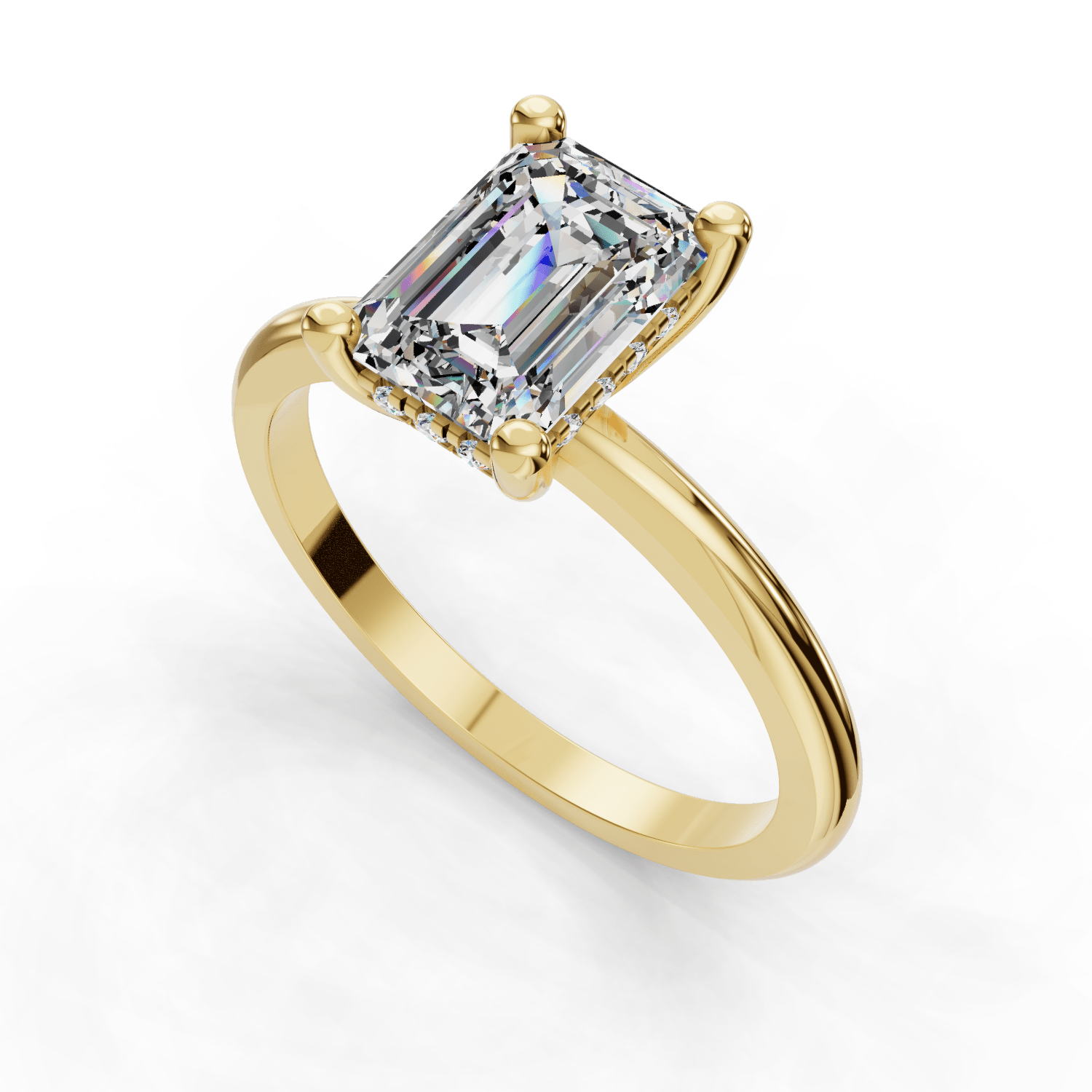 Lush Hidden Halo Engagement Ring in Emerald