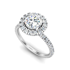 Lustre Single Row Pavé Halo Engagement Ring in $14K White Gold 18K White Gold Platinum$