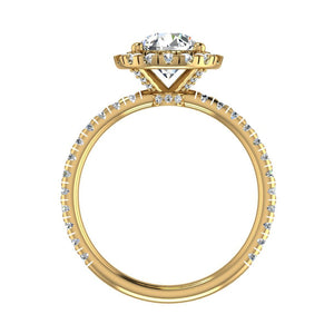 Lustre Single Row Pavé Halo Engagement Ring in $14K Yellow Gold 18K Yellow Gold$ 