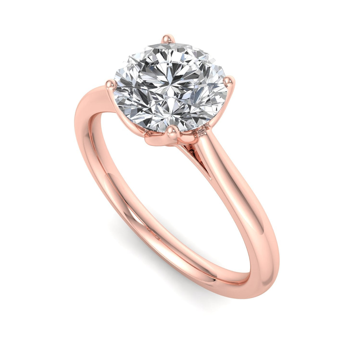 Lyra Minimalist Solitaire Engagement Ring in $14K Rose Gold$