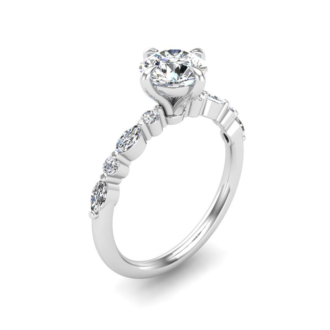 Nola Petite Solitaire Engagement Ring in   $14K White Gold 18K White Gold Platinum$