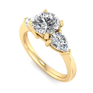 PearTrio Three-Stone Pear Engagement Ring in $14K Yellow Gold 18K Yellow Gold$ 