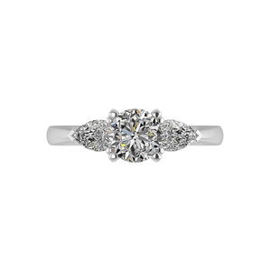 PearTrio Three-Stone Pear Engagement Ring in $14K White Gold 18K White Gold Platinum$ 