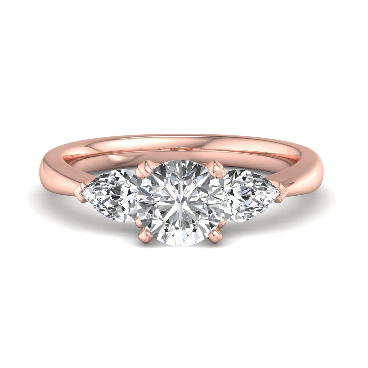 PearTrio Three-Stone Pear Engagement Ring in $14K Rose Gold 18K Rose Gold$ 