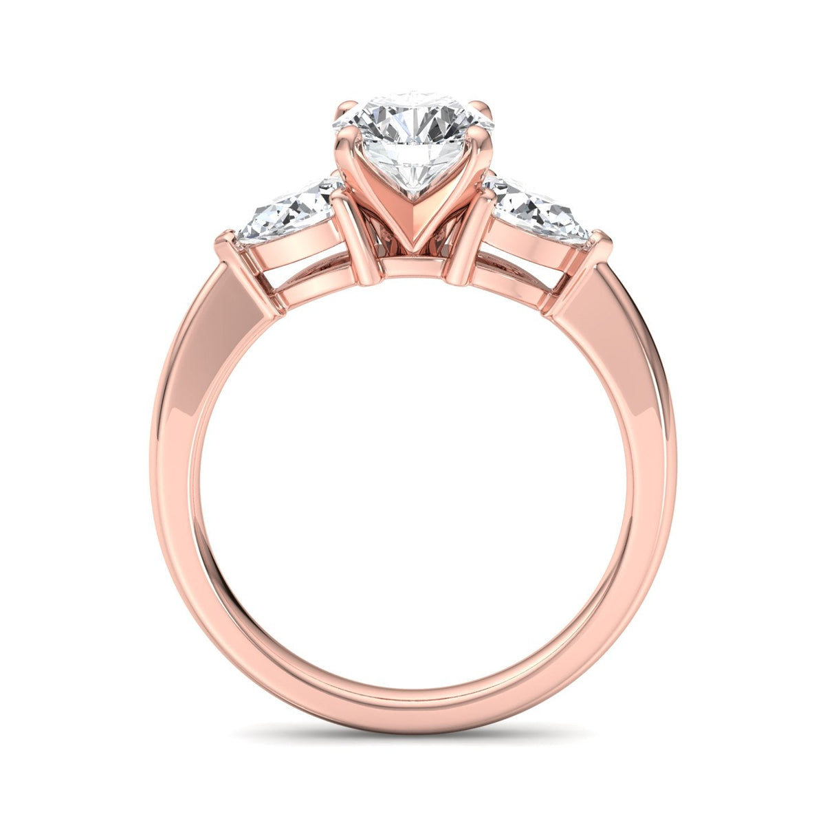 PearTrio Three-Stone Pear Engagement Ring in $14K Rose Gold 18K Rose Gold$ 