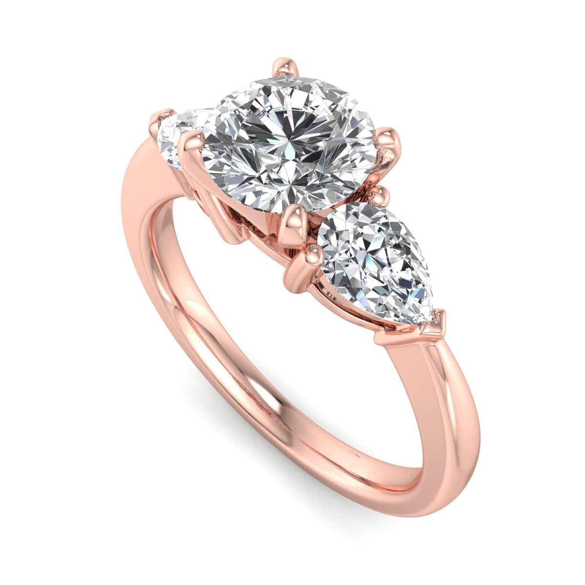 PearTrio Three-Stone Pear Engagement Ring in $14K Rose Gold 18K Rose Gold$ 