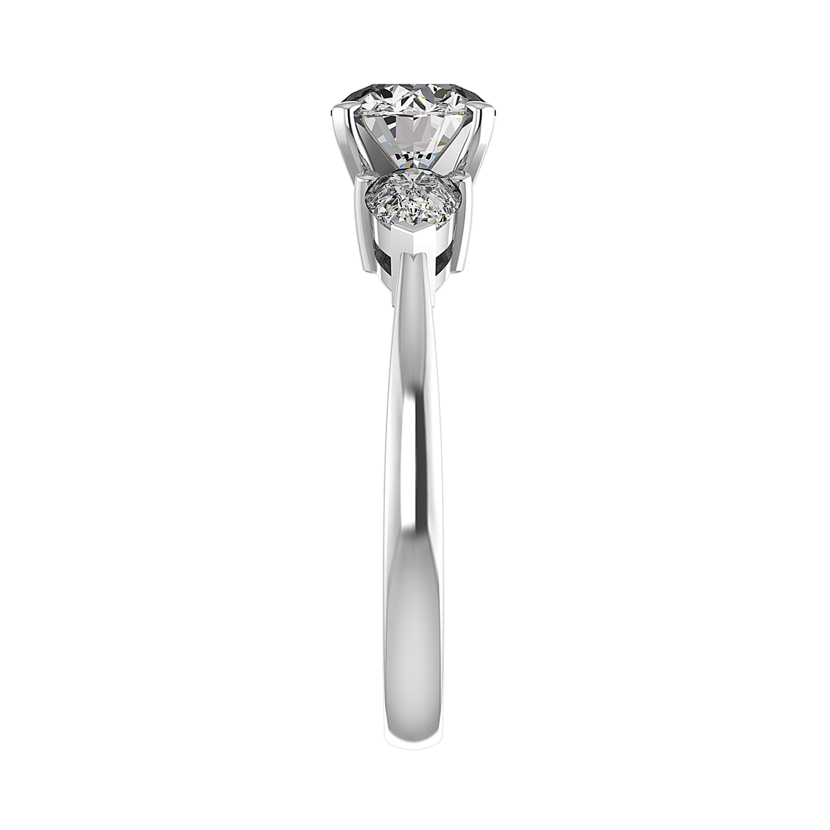 PearTrio Three-Stone Pear Engagement Ring in $14K White Gold 18K White Gold Platinum$ 