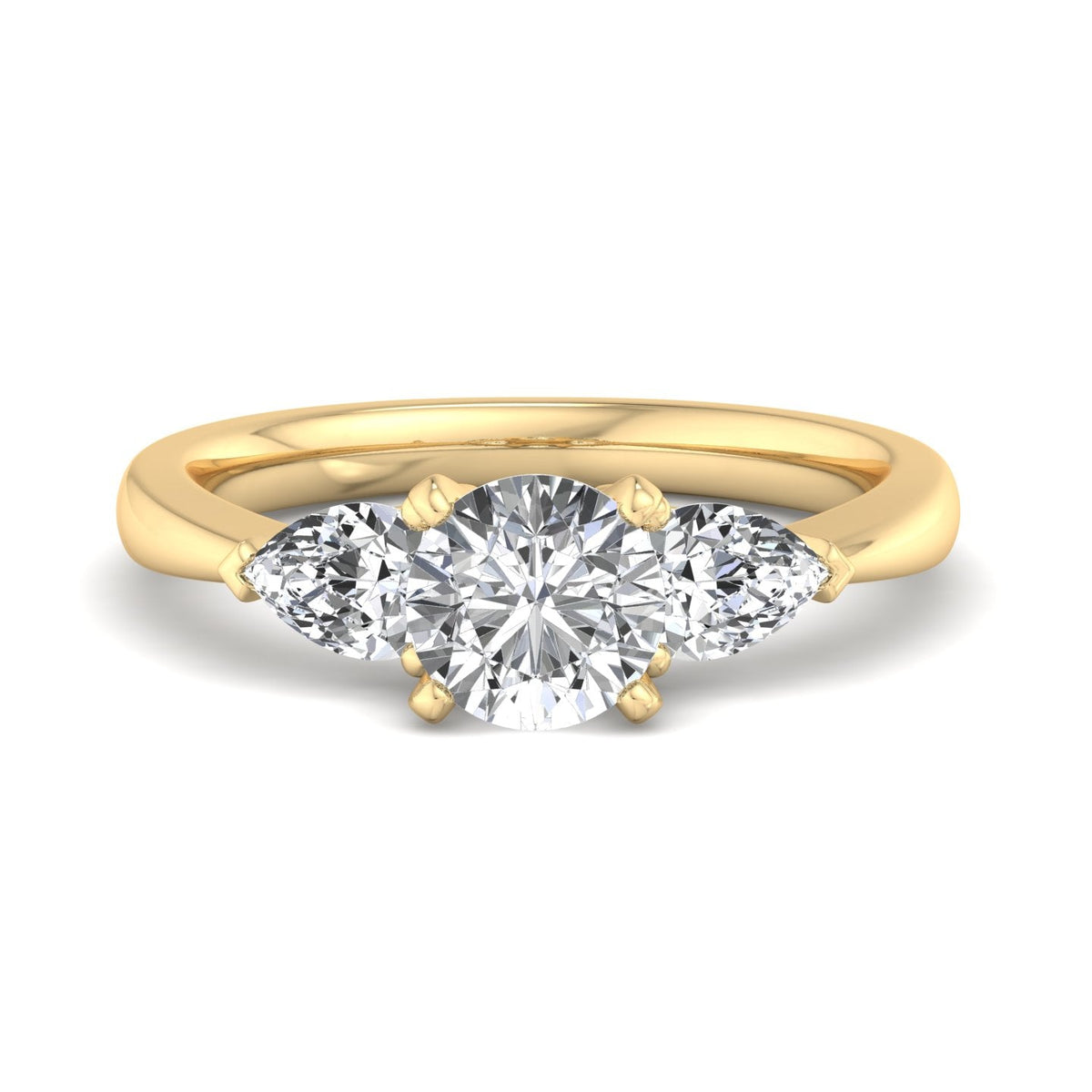 PearTrio Three-Stone Pear Engagement Ring in $14K Yellow Gold 18K Yellow Gold$ 