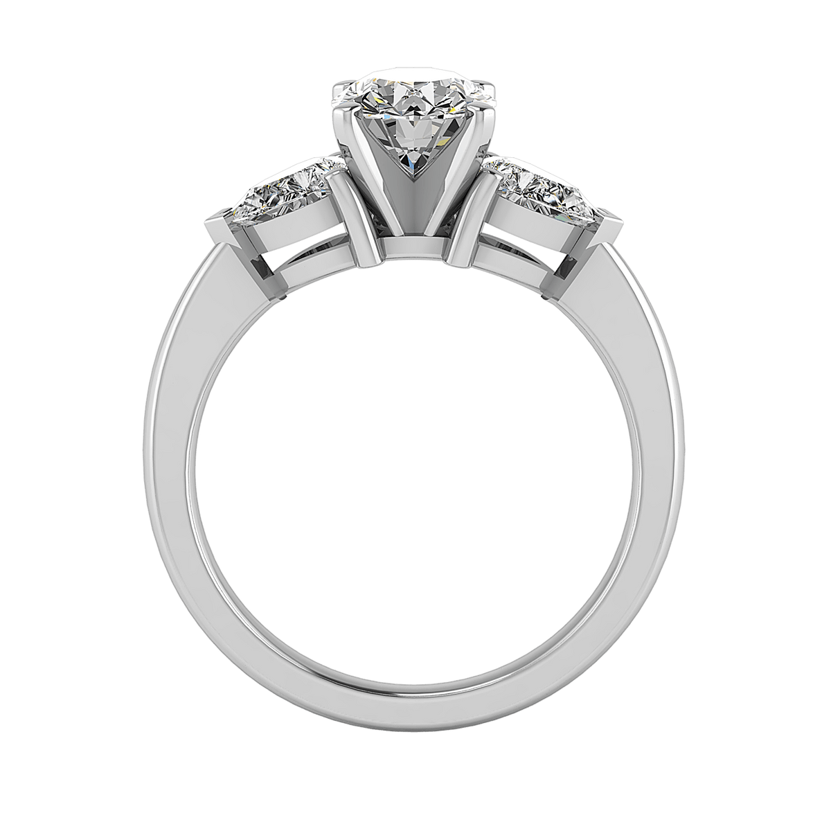 PearTrio Three-Stone Pear Engagement Ring in $14K White Gold 18K White Gold Platinum$ 