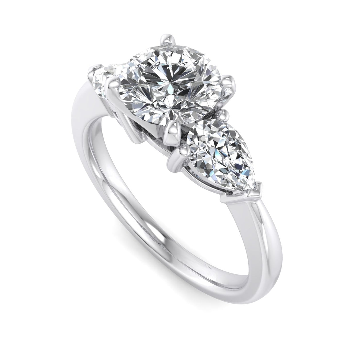 PearTrio Three-Stone Pear Engagement Ring in $14K White Gold 18K White Gold Platinum$