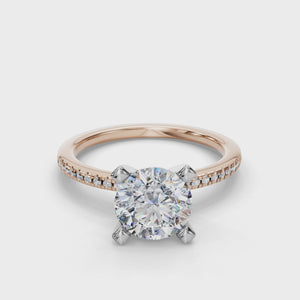 Ray Pave Band Engagement Ring in $14K Rose Gold$