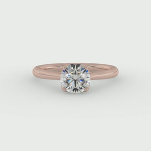 Lyra Minimalist Solitaire Engagement Ring in $14K Rose Gold$ 