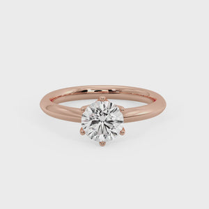 Aspen Knife Edge 6-Prong Solitaire Engagement Ring in $14K Rose Gold 18K Rose Gold$ 