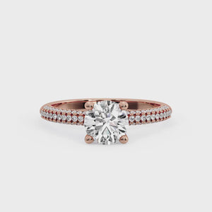 Celeste Triple Pave with Hidden Halo Engagement Ring in $14K Rose Gold$