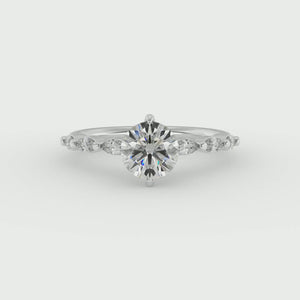 Sleek Marquise Band Engagement Ring in $14K White Gold 18K White Gold Platinum$