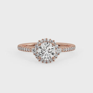 Stella Diamond Halo Engagement Ring in $14K Rose Gold 18K Rose Gold$