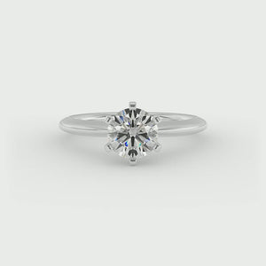 Aura 6-Prong Sculpted Solitaire Engagement Ring in $14K White Gold 18K White Gold$ 