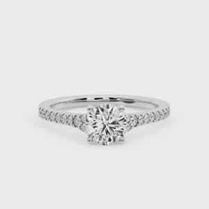Sierra Split Cathedral Pave Ring in $14K White Gold 18K White Gold Platinum$ 