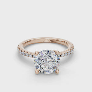 Prism Pinched Pave Engagement Ring in $14K Rose Gold$