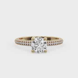 Celeste Triple Pave with Hidden Halo Engagement Ring in $14K Yellow Gold 18K Yellow Gold$ 