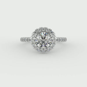 Lustre Single Row Pavé Halo Engagement Ring in $14K White Gold 18K White Gold Platinum$