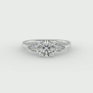 PearTrio Three-Stone Pear Engagement Ring in $14K White Gold 18K White Gold Platinum$
