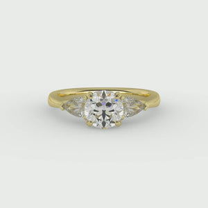 PearTrio Three-Stone Pear Engagement Ring in $14K Yellow Gold 18K Yellow Gold$ 