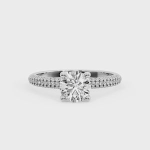 Celeste Triple Pave with Hidden Halo Engagement Ring in $14K White Gold 18K White Gold Platinum$