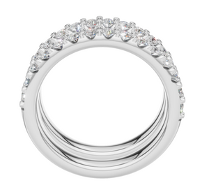 Video close-up of diamond wrap enhancer band in 14K white gold with twin rows of brilliant-cut lab-grown diamonds. Available in sizes $4, 4.5, 5, 5.5, 6, 6.5, 7, 7.5, 8, 8.5, 9, 9.5, 10$