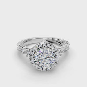 Frost Halo Style Engagement Ring in $14K White Gold 18K White Gold Platinum$