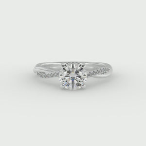 Twirl Diamond Pave Ring Engagement Ring in $14K White Gold 18K White Gold$ 
