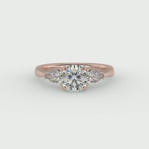 PearTrio Three-Stone Pear Engagement Ring in $14K Rose Gold 18K Rose Gold$ 