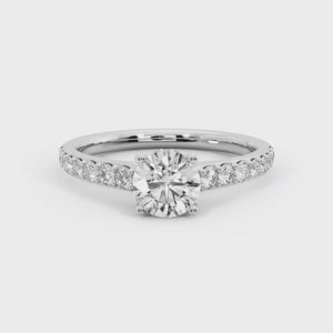Glint Pave with Hidden Halo Engagement Ring in $14K White Gold 18K White Gold Platinum$ 