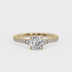 Sierra Split Cathedral Pave Ring in $14K Yellow Gold 18K Yellow Gold$ 