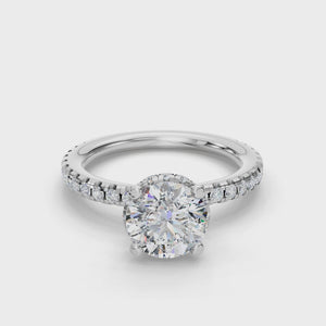 Gemini Double Hidden Halo Ring Engagement Ring in $14K White Gold 18K White Gold Platinum$