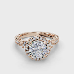 Frost Halo Style Engagement Ring in $14K Rose Gold$ 