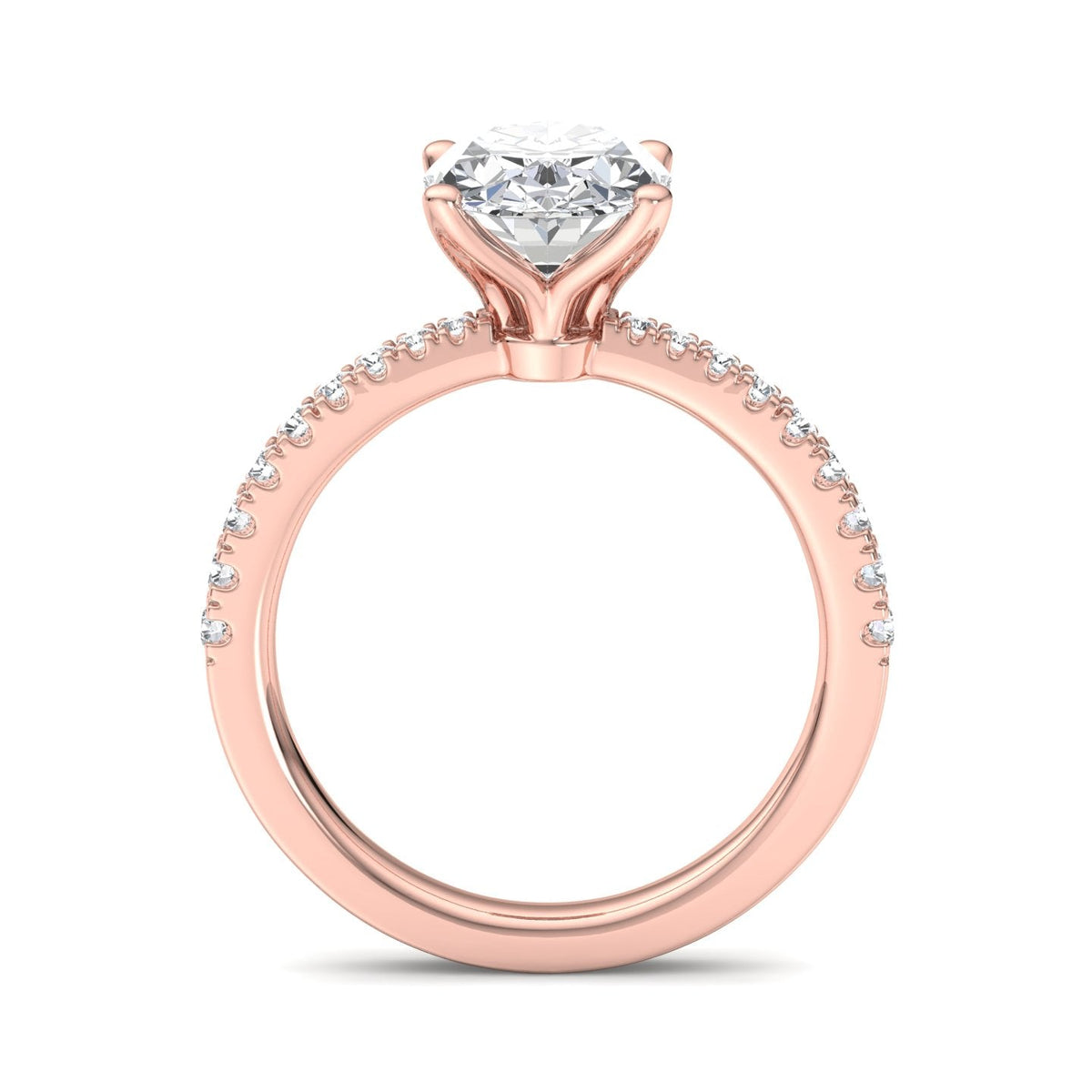 Prism Pinched Pave Engagement Ring in $14K Rose Gold$